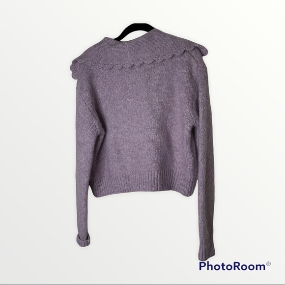 ZARA Lilac Lavender Rhinestone Button Front Sweater, Size Medium - Picture 10 of 10